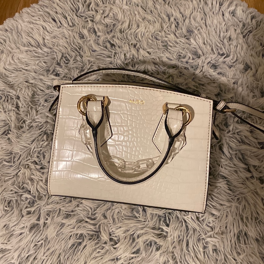 White Aldo Crocodile Print Bag